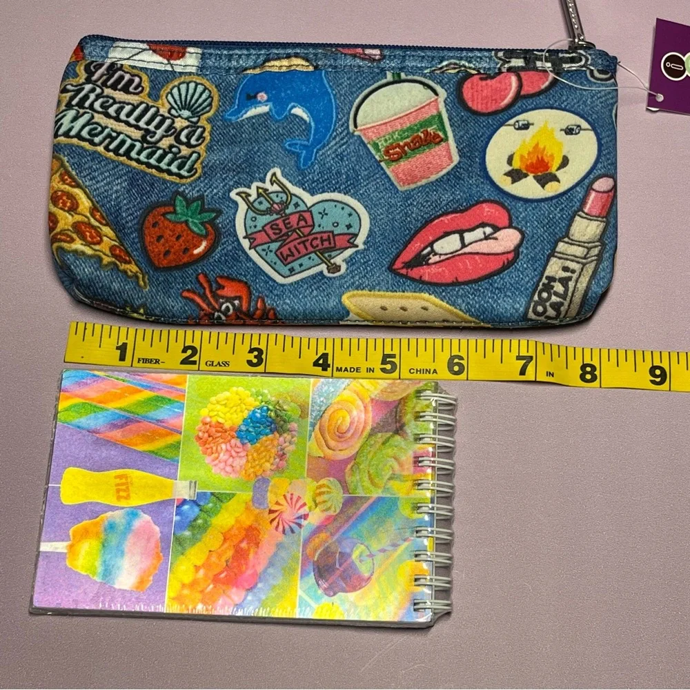 NWT iscream Bundle Pencil Case Memo Pad Embroidered Patches Sugar Candy Themed